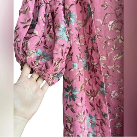 RODNER FIGUEROA Embroidery Floral MIDI Balloon Sleeves Kimono Dress Size M - Picture 7 of 11